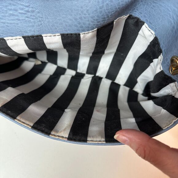 Urban Expressions Stella Dusty Blue Pebble Vegan Striped Interior Leather Clutch - Picture 13 of 16